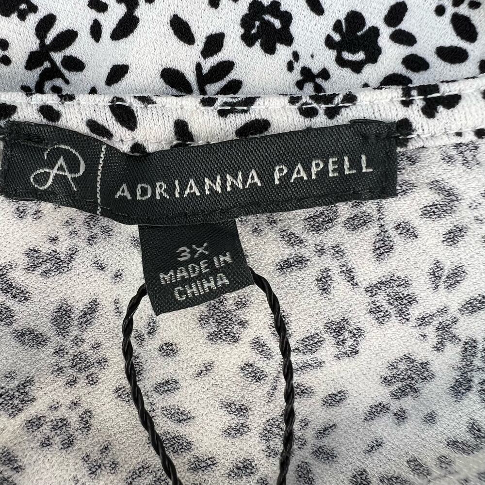 Adrianna Papell Top Women's 3X Black White Floral Print Tunic Flowy Long Sleeve - Picture 6 of 10